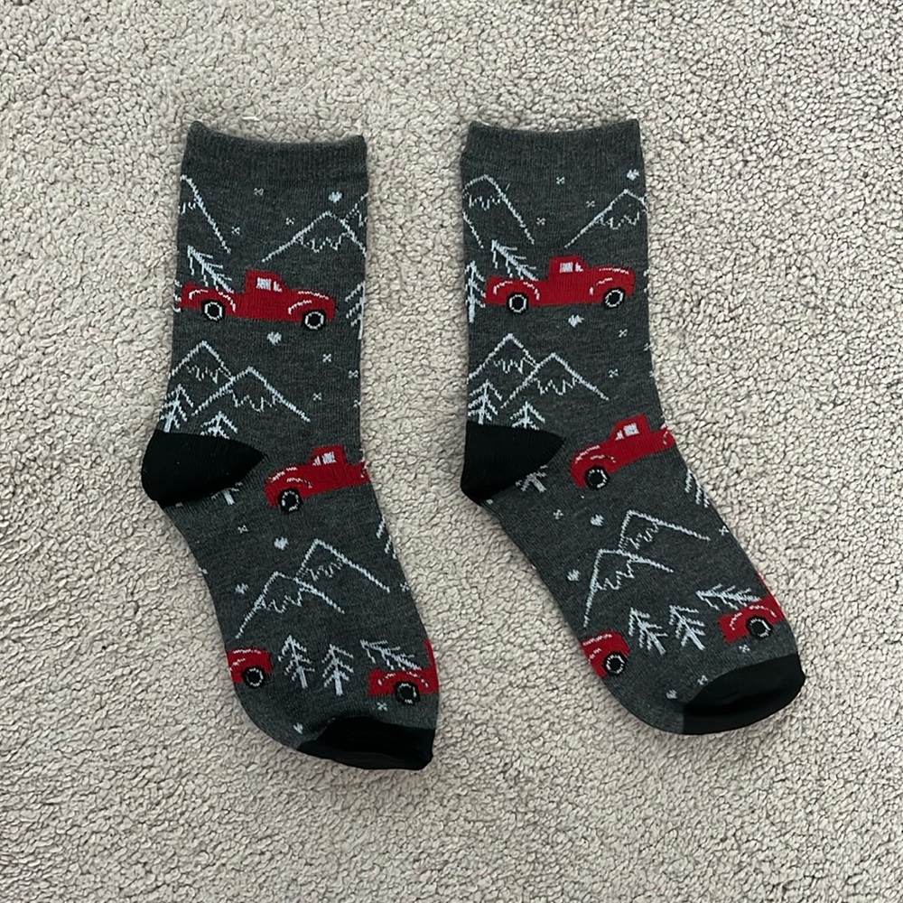 Red Truck Christmas Socks